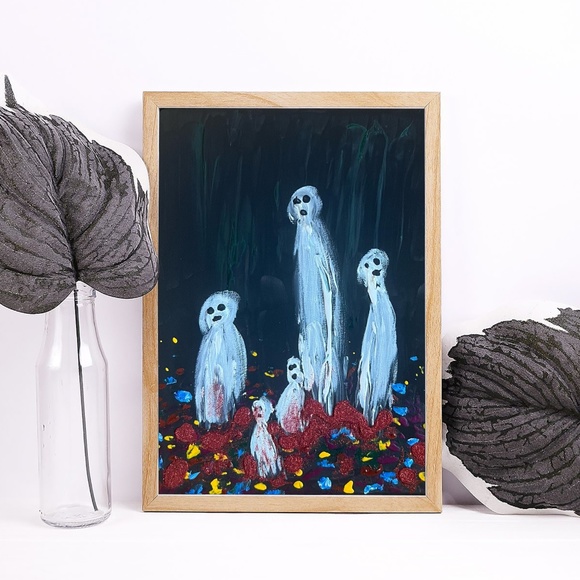 The Woods Original Acrylic Painting Dark Art Eerie Spooky 8x10” Painting - Picture 9 of 10